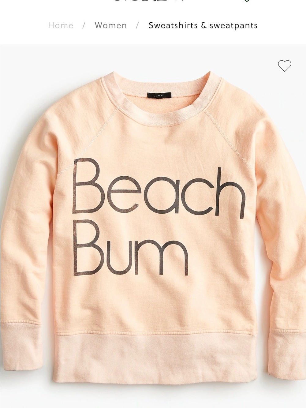 J. Crew Beach Bum Peach Crewneck Sweatshirt - Women's